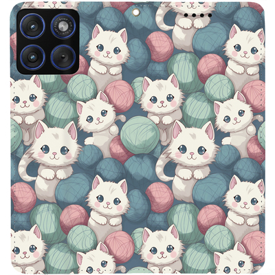 Чохол-книжка BoxFace для Moto Edge 70 Котики Клубочки