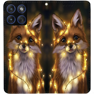 Чохол-книжка BoxFace для Moto Edge 70 Лисичка в Гірляндах