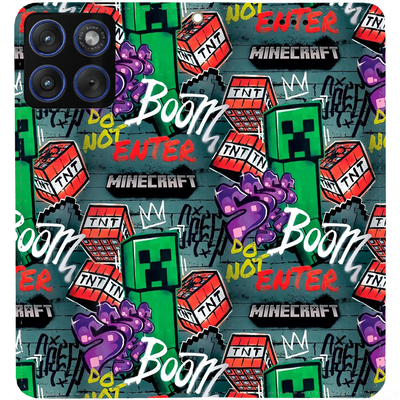 Чохол-книжка BoxFace для Moto Edge 70 Minecraft Creeper Boom