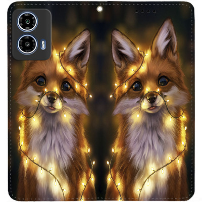 Чохол-книжка BoxFace для Motorola G35 Лисичка в Гірляндах