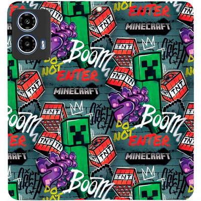 Чохол-книжка BoxFace для Motorola G35 Minecraft Creeper Boom
