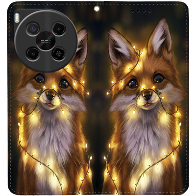 Чохол-книжка BoxFace для Nubia V70 Max Лисичка в Гірляндах