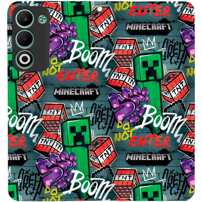 Чохол-книжка BoxFace для OPPO A5 Minecraft Creeper Boom