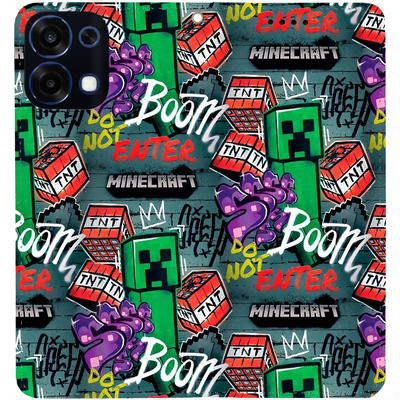 Чохол-книжка BoxFace для OPPO A6 Pro Minecraft Creeper Boom
