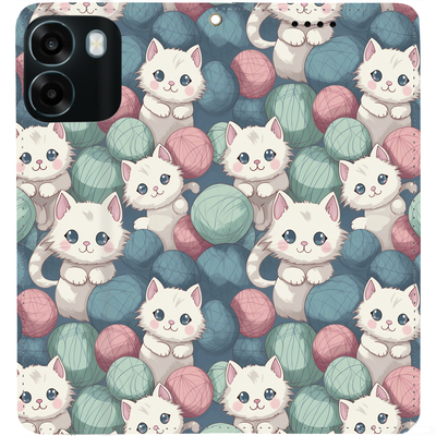 Чохол-книжка BoxFace для Oppo A6 Котики Клубочки