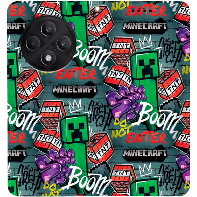 Чохол-книжка BoxFace для OPPO Reno 12 FS Minecraft Creeper Boom
