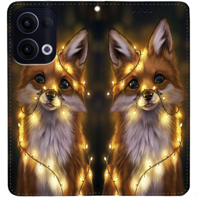 Чохол-книжка BoxFace для Oppo Reno 13 5G Лисичка в Гірляндах