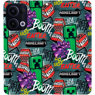 Чохол-книжка BoxFace для OPPO Reno 13 5G Minecraft Creeper Boom