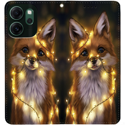 Чохол-книжка BoxFace для Oppo Reno 14 F Лисичка в Гірляндах