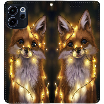 Чохол-книжка BoxFace для Oppo Reno 15 F Лисичка в Гірляндах