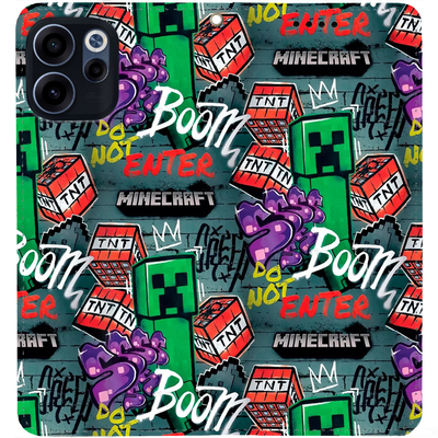 Чохол-книжка BoxFace для OPPO Reno 15 F Minecraft Creeper Boom