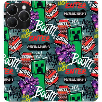 Чохол-книжка BoxFace для Realme 15T Minecraft Creeper Boom