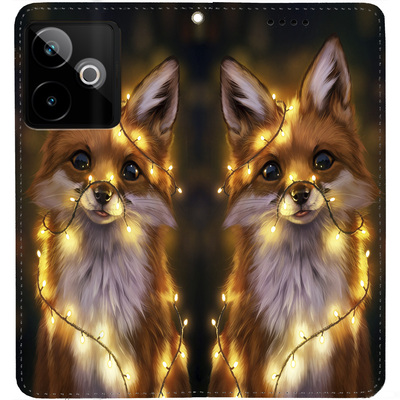 Чохол-книжка BoxFace для Realme GT 7 5G Лисичка в Гірляндах