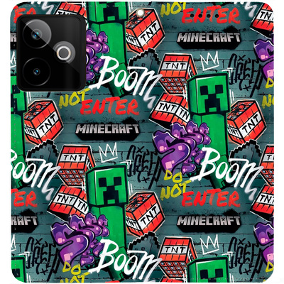 Чохол-книжка BoxFace для Realme GT 7 5G Minecraft Creeper Boom