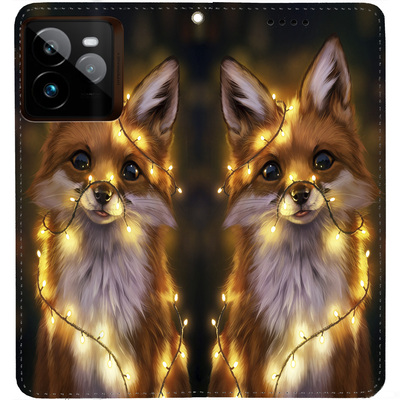 Чохол-книжка BoxFace для Realme GT 7 Pro Лисичка в Гірляндах