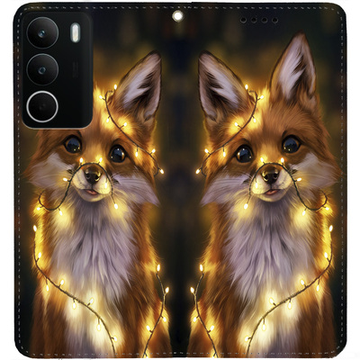 Чохол-книжка BoxFace для Realme C71 Лисичка в Гірляндах