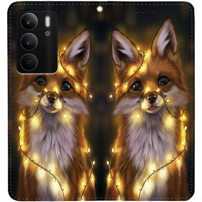 Чохол-книжка BoxFace для Realme C75 Лисичка в Гірляндах