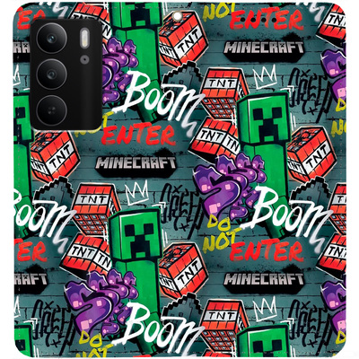 Чохол-книжка BoxFace для Realme C75 Minecraft Creeper Boom