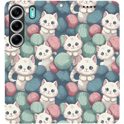 Чохол-книжка BoxFace для Tecno Camon 40 Котики Клубочки