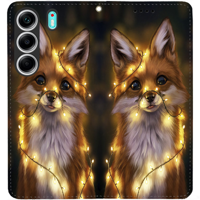 Чохол-книжка BoxFace для Tecno Camon 40 Лисичка в Гірляндах