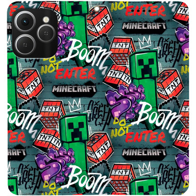 Чохол-книжка BoxFace для Tecno Spark 40 Minecraft Creeper Boom