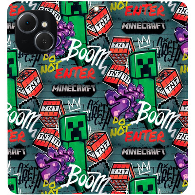Чохол-книжка BoxFace для Tecno Spark 40C Minecraft Creeper Boom