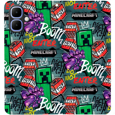 Чохол-книжка BoxFace для Tecno Spark Go 2 Minecraft Creeper Boom