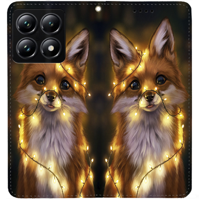 Чохол-книжка BoxFace для Xiaomi 14T Pro Лисичка в Гірляндах