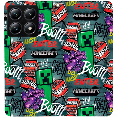 Чохол-книжка BoxFace для Xiaomi 14T Pro Minecraft Creeper Boom