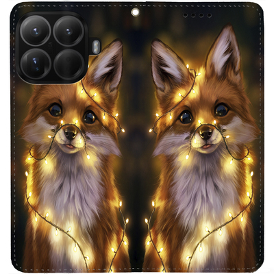 Чохол-книжка BoxFace для Xiaomi 15T Pro Лисичка в Гірляндах