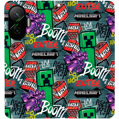 Чохол-книжка BoxFace для Poco F7 Minecraft Creeper Boom