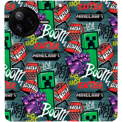 Чохол-книжка BoxFace для Poco F7 Pro Minecraft Creeper Boom