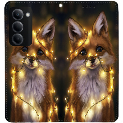 Чохол-книжка BoxFace для Xiaomi Redmi 15 Лисичка в Гірляндах