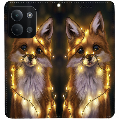 Чохол-книжка BoxFace для Xiaomi Redmi 15C Лисичка в Гірляндах