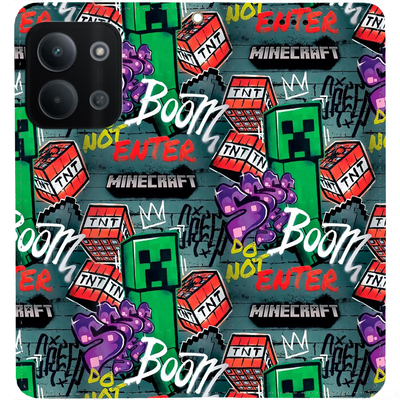 Чохол-книжка BoxFace для Xiaomi Redmi 15C Minecraft Creeper Boom