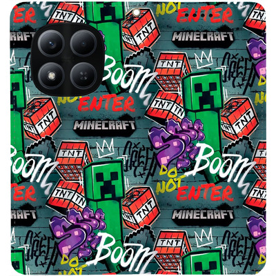 Чохол-книжка BoxFace для Xiaomi Redmi Note 15 Pro Minecraft Creeper Boom