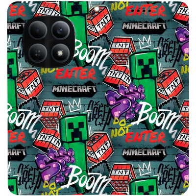 Чохол-книжка BoxFace для Xiaomi Redmi Note 15 5G Minecraft Creeper Boom