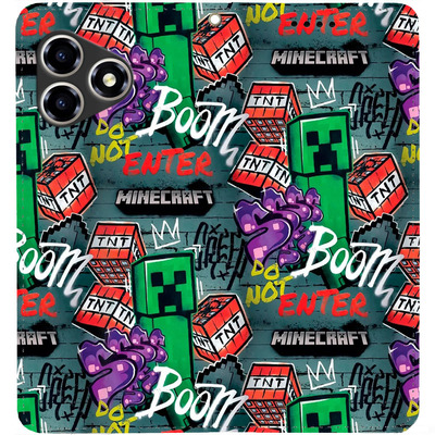 Чохол-книжка BoxFace для ZTE Blade A36 Minecraft Creeper Boom