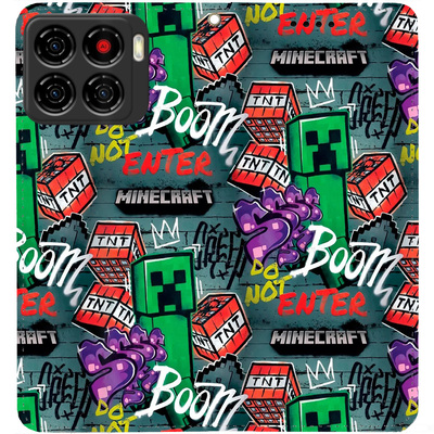 Чохол-книжка BoxFace для ZTE Blade A56 Minecraft Creeper Boom