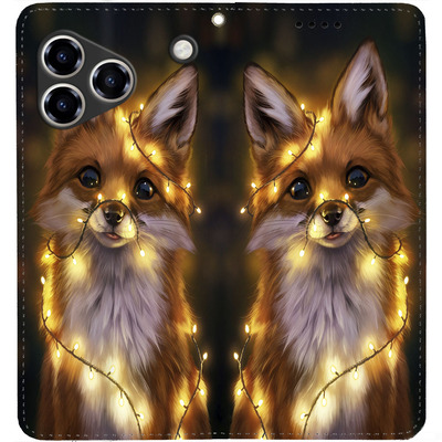 Чохол-книжка BoxFace для ZTE Blade A76 4G Лисичка в Гірляндах