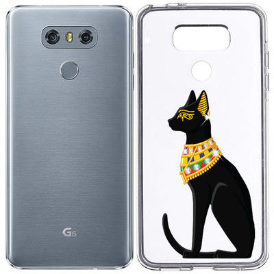 Чехол прозрачный U-Print LG G6 Egipet Cat со стразами