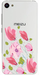 Чехол U-Print Meizu U20 Цветы со стразами