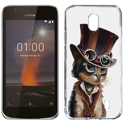 Чехол прозрачный U-Print Nokia 1 Steampunk Cat