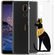 Чехол прозрачный U-Print Nokia 7 Plus Egipet Cat со стразами