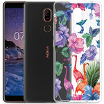 Чехол прозрачный U-Print Nokia 7 Plus Фламинго