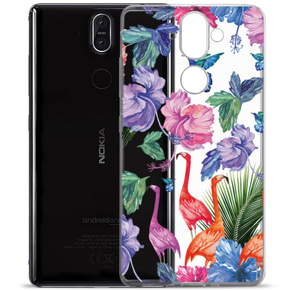 Чехол прозрачный U-Print Nokia 8 Sirocco Фламинго