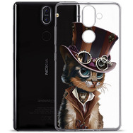 Чехол прозрачный U-Print Nokia 8 Sirocco Steampunk Cat