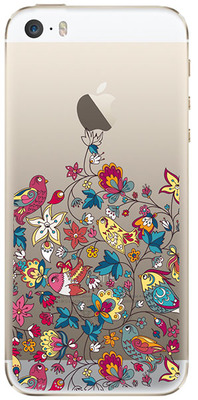 Чехол прозрачный U-Print 3D Apple iPhone 5 SE Floral Birds