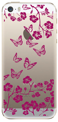 Чехол прозрачный U-Print 3D Apple iPhone 5 SE Twig Butterfly