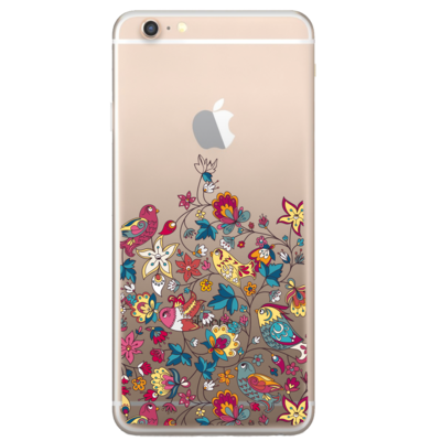 Чехол прозрачный U-Print 3D Apple iPhone 6 Floral Birds